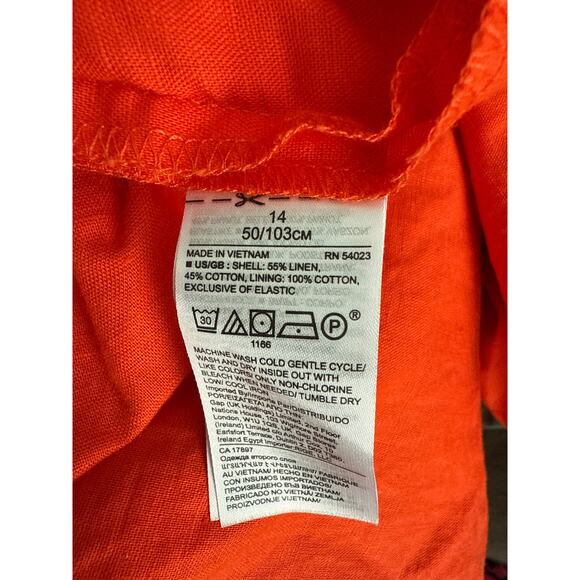 Banana Republic Plus Linen-Blend Midi Dress‎ in Orange Pockets Size 14 - Picture 13 of 13